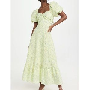 English Factory Floral Back Tiered Midi Dress